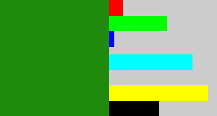 Hex color #208a0c - tree green