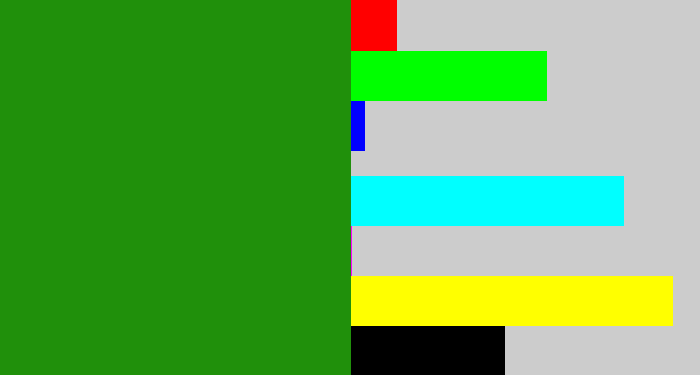 Hex color #20900b - tree green
