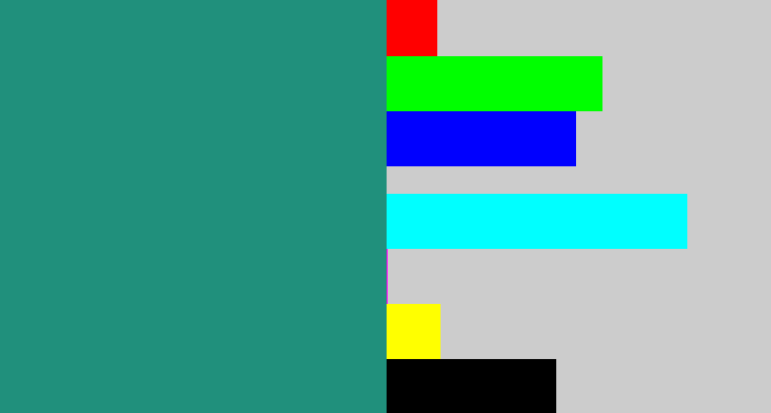 Hex color #20907c - viridian
