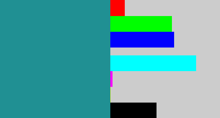 Hex color #209093 - blue/green