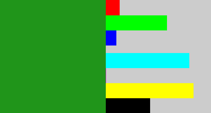 Hex color #20951a - tree green