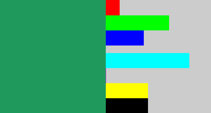 Hex color #209a5c - viridian