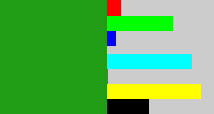 Hex color #209c15 - green