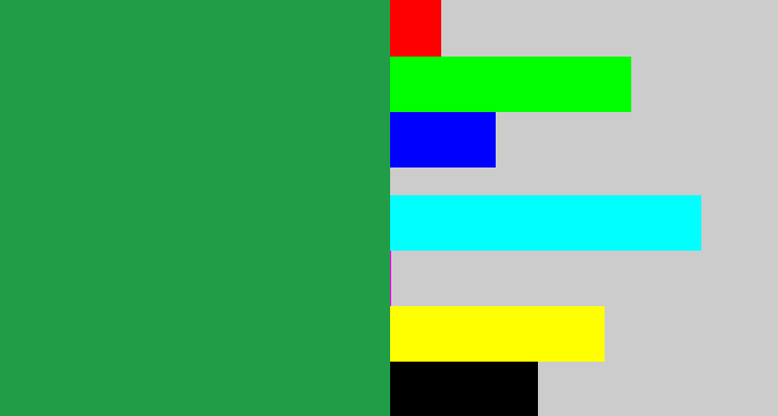 Hex color #209d46 - medium green