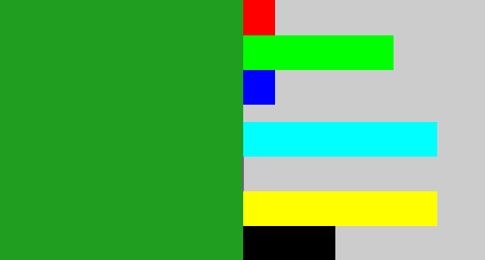 Hex color #209e20 - green