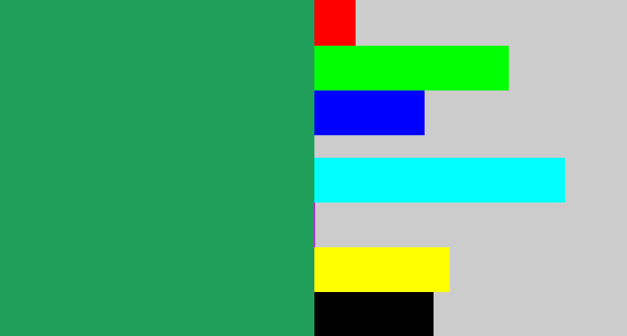 Hex color #209f5a - viridian