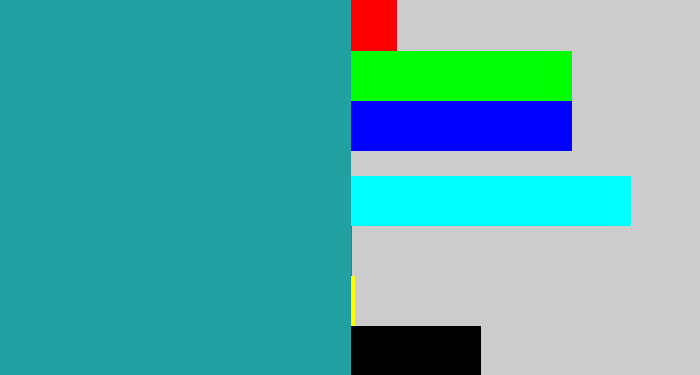 Hex color #20a1a0 - blue/green
