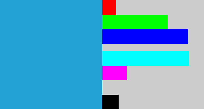 Hex color #20a2d5 - water blue