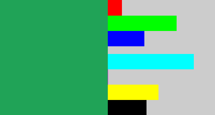 Hex color #20a357 - viridian
