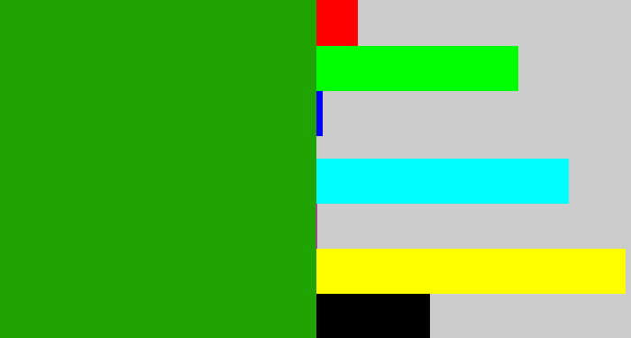 Hex color #20a404 - green