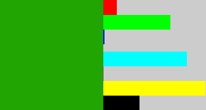 Hex color #20a502 - green