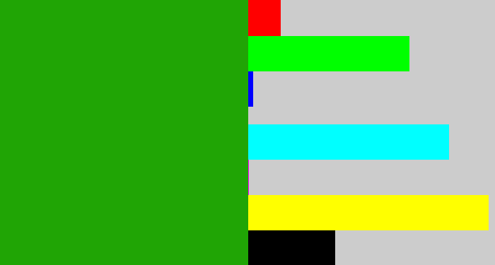 Hex color #20a505 - green