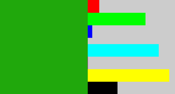 Hex color #20a80c - green