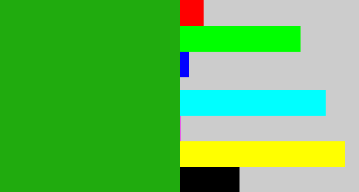 Hex color #20ab0e - green