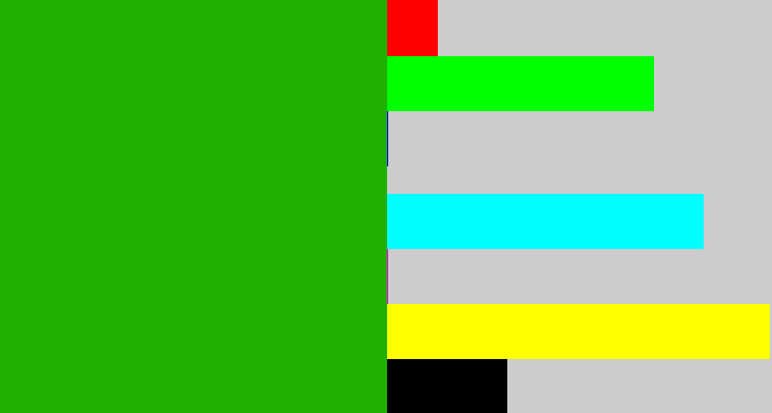 Hex color #20b001 - green