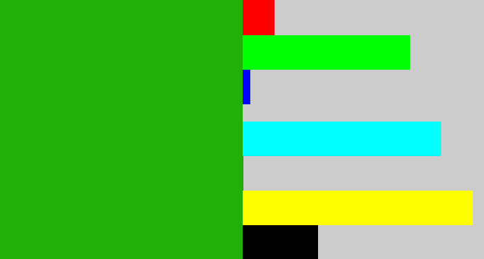 Hex color #20b008 - green
