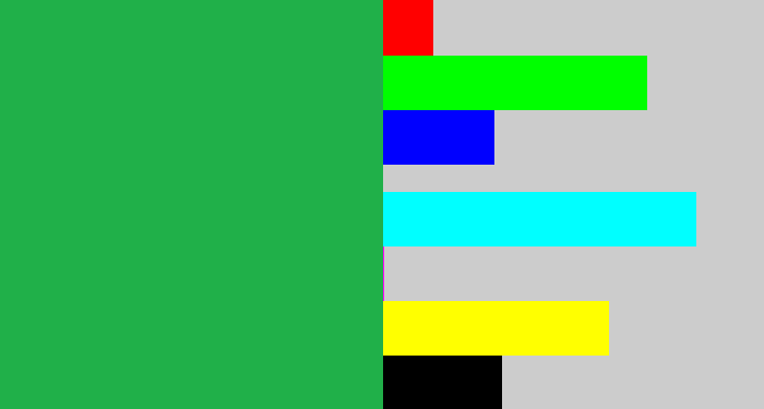 Hex color #20b049 - medium green