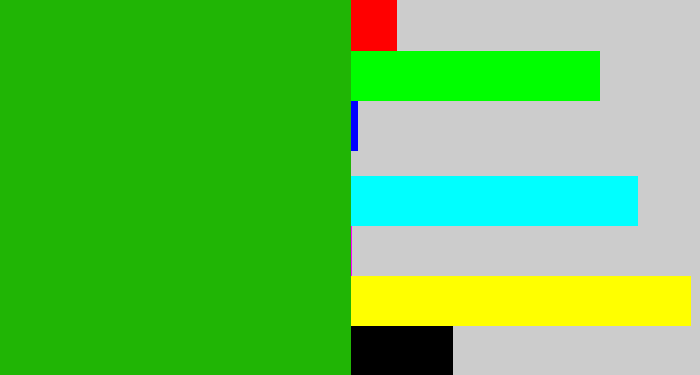 Hex color #20b505 - green