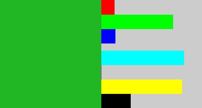 Hex color #20b624 - green