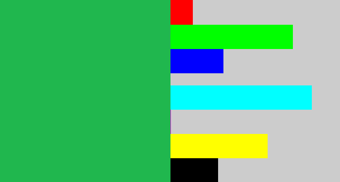 Hex color #20b74e - medium green
