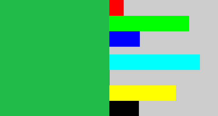 Hex color #20bb48 - medium green