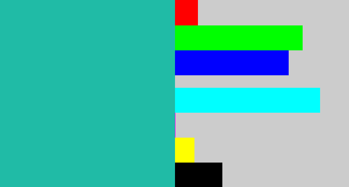 Hex color #20bba6 - tealish