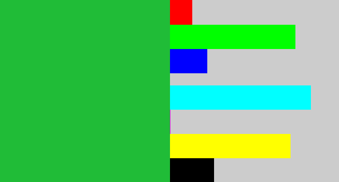 Hex color #20bc37 - green