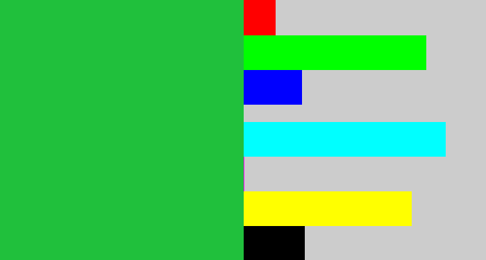 Hex color #20c03c - medium green
