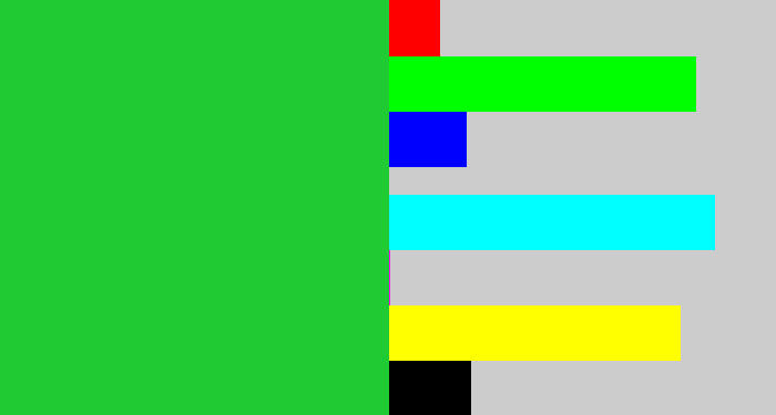 Hex color #20ca33 - green