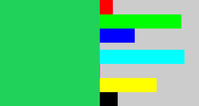Hex color #20d25a - algae green