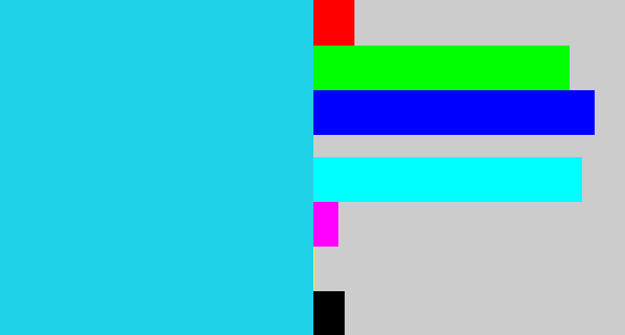 Hex color #20d2e5 - aqua blue