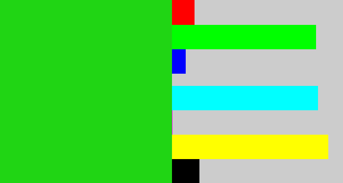Hex color #20d514 - vibrant green