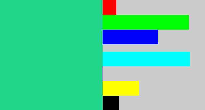 Hex color #20d58a - greenblue