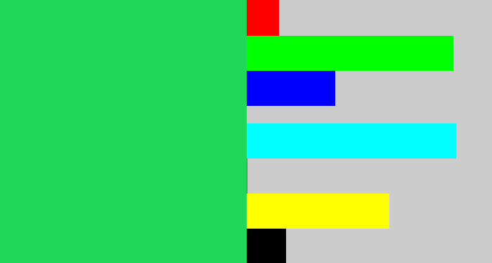 Hex color #20d75b - algae green