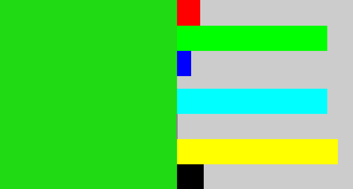 Hex color #20da14 - vibrant green