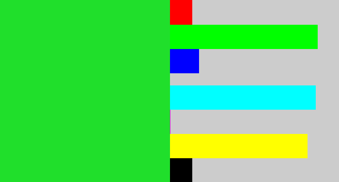 Hex color #20df2b - radioactive green