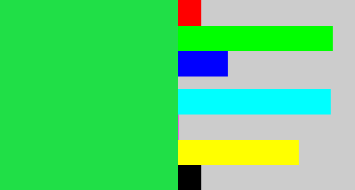 Hex color #20df47 - bright light green
