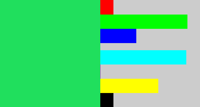 Hex color #20df5d - tealish green