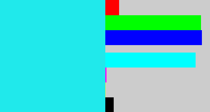 Hex color #20e9eb - bright light blue