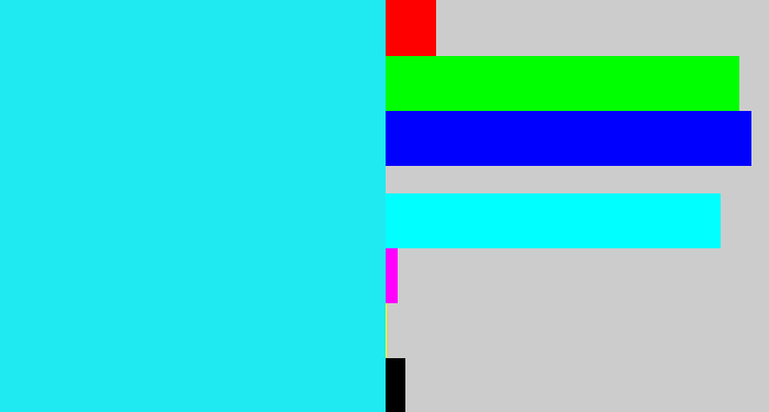Hex color #20eaf1 - bright light blue
