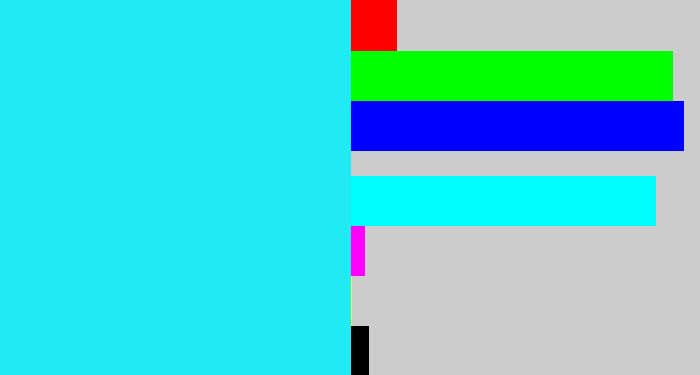 Hex color #20eaf3 - bright light blue