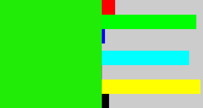 Hex color #20ec08 - electric green