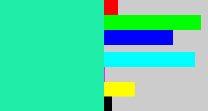 Hex color #20eea8 - greenish cyan
