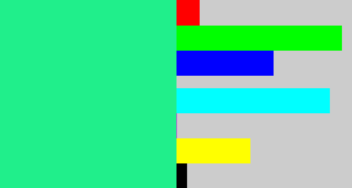 Hex color #20ef8b - wintergreen