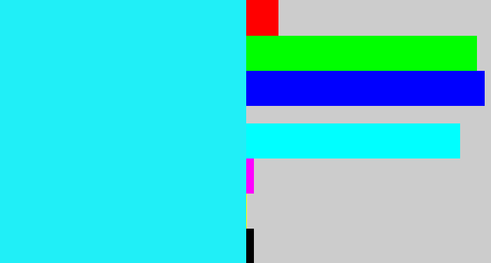 Hex color #20eff7 - bright light blue