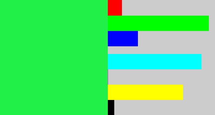 Hex color #20f047 - bright light green