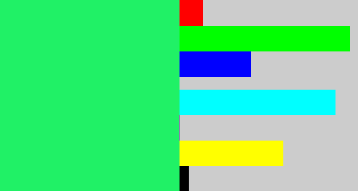 Hex color #20f166 - spearmint