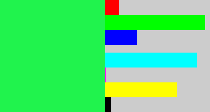 Hex color #20f34d - bright light green