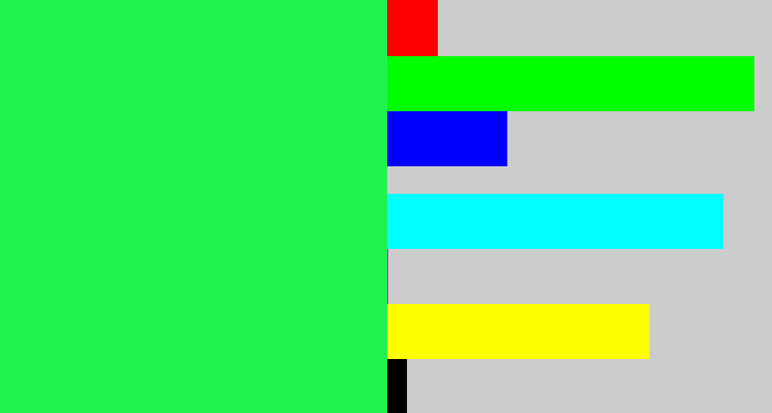 Hex color #20f34e - bright light green