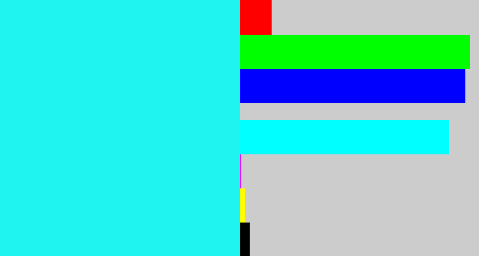 Hex color #20f4f0 - bright light blue